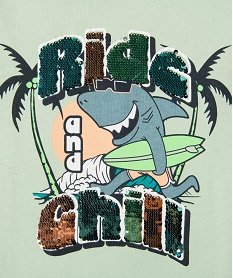 tee-shirt manches courtes avec sequins reversibles garcon vert standard tee-shirtsG753601_3