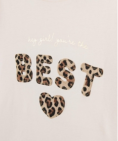 tee-shirt manches courtes coupe oversize avec broderies fille beige tee-shirtsG755001_2