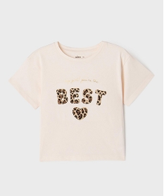 tee-shirt manches courtes coupe oversize avec broderies fille beige tee-shirtsG755001_4