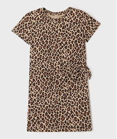 GEMO Robe tee-shirt avec noeud sur la hanche fille Multicolore