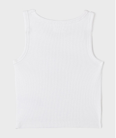 debardeur en maille cotelee coupe courte avec inscription fille blanc standard debardeursG756201_3