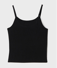 debardeur court a fines bretelles en maille cotelee fille noir standard debardeursG756301_3