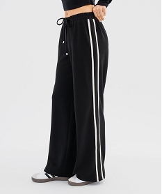 pantalon large avec bandes contrastantes sur les cotes femme noir standard pantalonsG757701_4