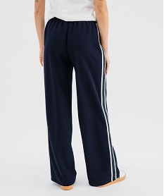 pantalon large avec bandes contrastantes sur les cotes femme bleu pantalonsG757801_3