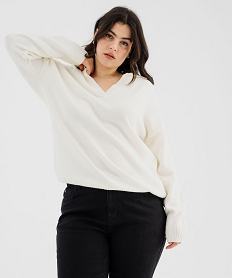 GEMO Pull à col polo femme grand taille blanc chine
