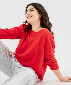 GEMO Tee-shirt manches longues en maille épaisse femme grande taille rouge standard