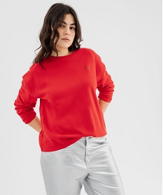 tee-shirt manches longues en maille epaisse femme grande taille rouge standard t-shirts manches longuesG758501_2