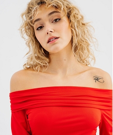 tee-shirt manches longues avec col bardot femme rouge standard t-shirts manches longuesG758701_2