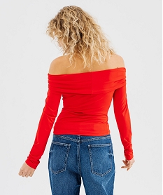 tee-shirt manches longues avec col bardot femme rouge standard t-shirts manches longuesG758701_3
