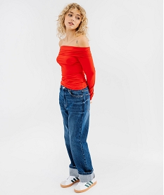 tee-shirt manches longues avec col bardot femme rouge standard t-shirts manches longuesG758701_4