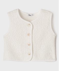 GEMO Gilet sans manches en lainage bouclette fille blanc chine