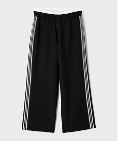 pantalon large avec bandes rayees sur les cotes fille noir standard pantalonsG760301_4