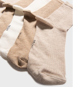chaussettes hautes en maille cotelee femme (lot de 5) beige chaussettesG760501_2