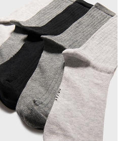 chaussettes hautes en maille cotelee femme (lot de 5) gris chaussettesG760701_2