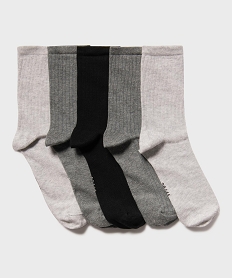 chaussettes hautes en maille cotelee femme (lot de 5) gris chaussettesG760701_3
