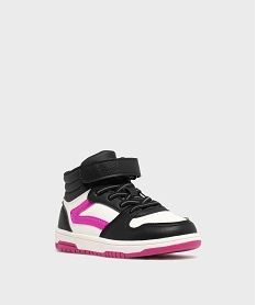 baskets montantes tricolores a lacets elastiques et scratch fille noir standard basketsG764401_2
