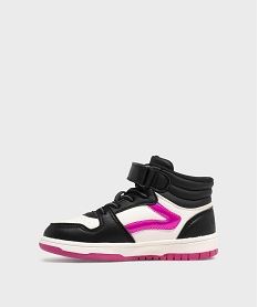 baskets montantes tricolores a lacets elastiques et scratch fille noir standard basketsG764401_3