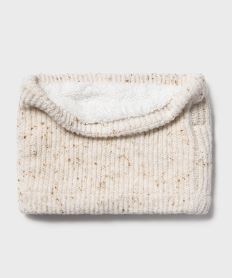 GEMO Echarpe tour de cou en grosse maille chinée doublé sherpa fille Beige