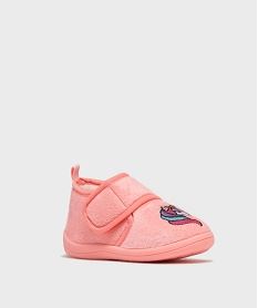 chaussons fermeture scratch avec motif licorne bebe fille roseG766401_2