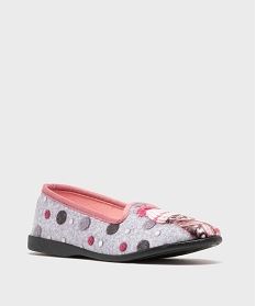 chaussons pantoufles en velours ras imprime fantaisie femme gris standardG769201_2