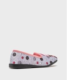 chaussons pantoufles en velours ras imprime fantaisie femme gris standardG769201_4