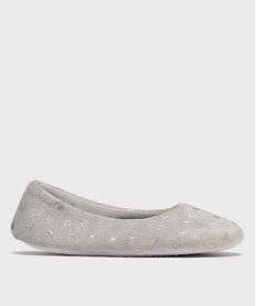 GEMO Chaussons ballerines en velours motifs coeurs femme gris standard