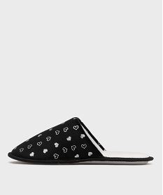 chaussons mules en velours a motif cœurs brillants femme noir standardG769401_3