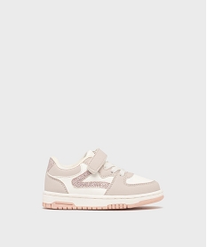 GEMO Baskets à scratch avec empiècements pailletés bébé fille - 5 Miles blanc standard