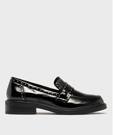 GEMO Mocassins vernis à clous femme noir vif