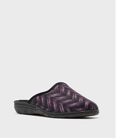 pantoufles mules en velours ras imprime a talon compense femme noirG776601_2