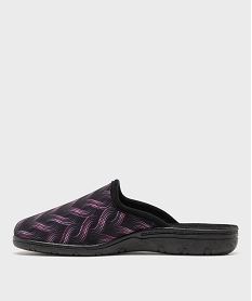 pantoufles mules en velours ras imprime a talon compense femme noirG776601_3