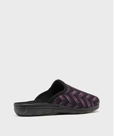 pantoufles mules en velours ras imprime a talon compense femme noirG776601_4