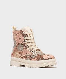 boots crantees a sequins brillants et zip fille beige vifG781801_2