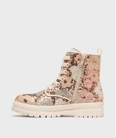 boots crantees a sequins brillants et zip fille beige vifG781801_3