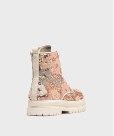 boots crantees a sequins brillants et zip fille beige vifG781801_4