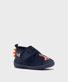 chaussons bottillons en velours imprime garcon bleuG782801_2