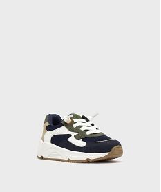 baskets basses multi-matieres a lacets elastiques bebe garcon bleu baskets et tennisG783701_2