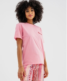 tee-shirt manches courtes avec broderie love femme rose standard t-shirts manches courtesG784101_2