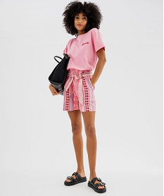 tee-shirt manches courtes avec broderie love femme rose standard t-shirts manches courtesG784101_4