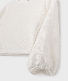 pull court en maille ajouree fille blanc chine pullsG784501_2