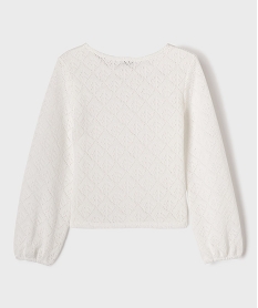 pull court en maille ajouree fille blanc chine pullsG784501_3