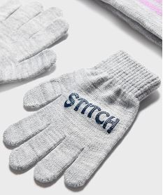 ensemble 3 pieces bonnet tour de cou et gants motif stitch fille - disney gris standardG784701_3