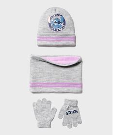ensemble 3 pieces bonnet tour de cou et gants motif stitch fille - disney gris standardG784701_4