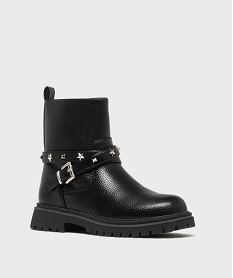 boots motardes fourrees a brides cloutees fille noir standardG786001_2
