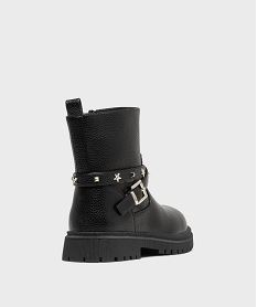 boots motardes fourrees a brides cloutees fille noir standardG786001_4