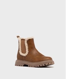 bottines fourrees style chelsea a semelle crantee fille brunG786401_2