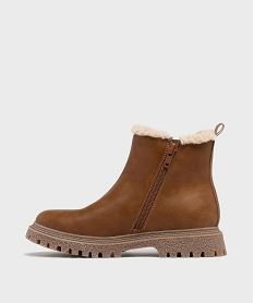 bottines fourrees style chelsea a semelle crantee fille brunG786401_3