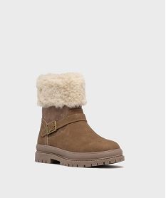bottines zippees a col fourree et semelle crantee fille marron standardG787401_2