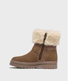 bottines zippees a col fourree et semelle crantee fille marron standardG787401_3
