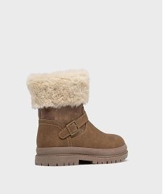 bottines zippees a col fourree et semelle crantee fille marron standardG787401_4